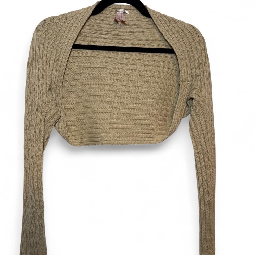 Derek Heart Y2K Tan/Beige Rib-Knit Shrug - Picture 2 of 7